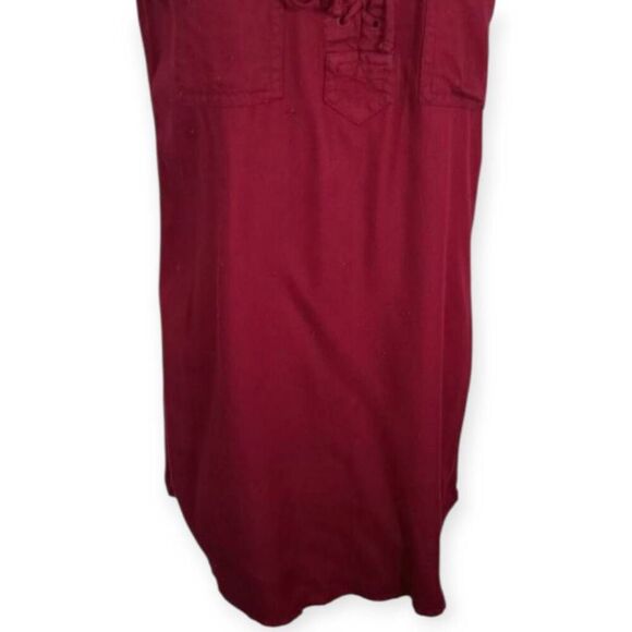 SO BURGUNDY COLLARD LACE UP SLEEVELESS SHIRT DRESS SZ.XS EUC. - Picture 3 of 8